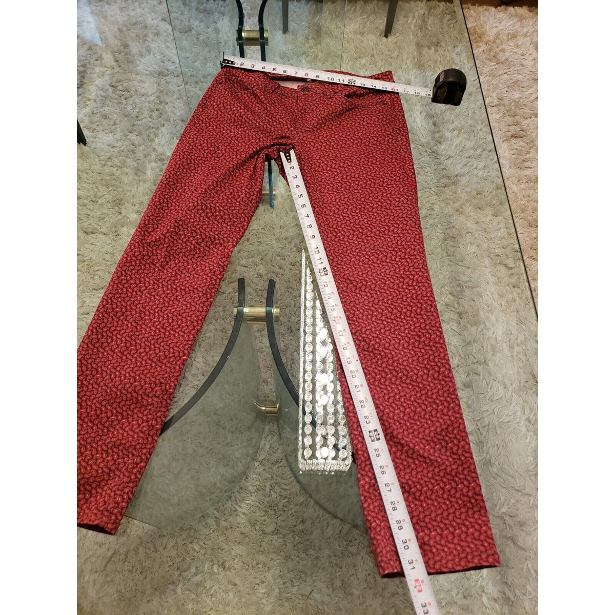 Ann Taylor LOFT Womens Red Paisley Cotton Modern Straight Casual Pants Size 29/8