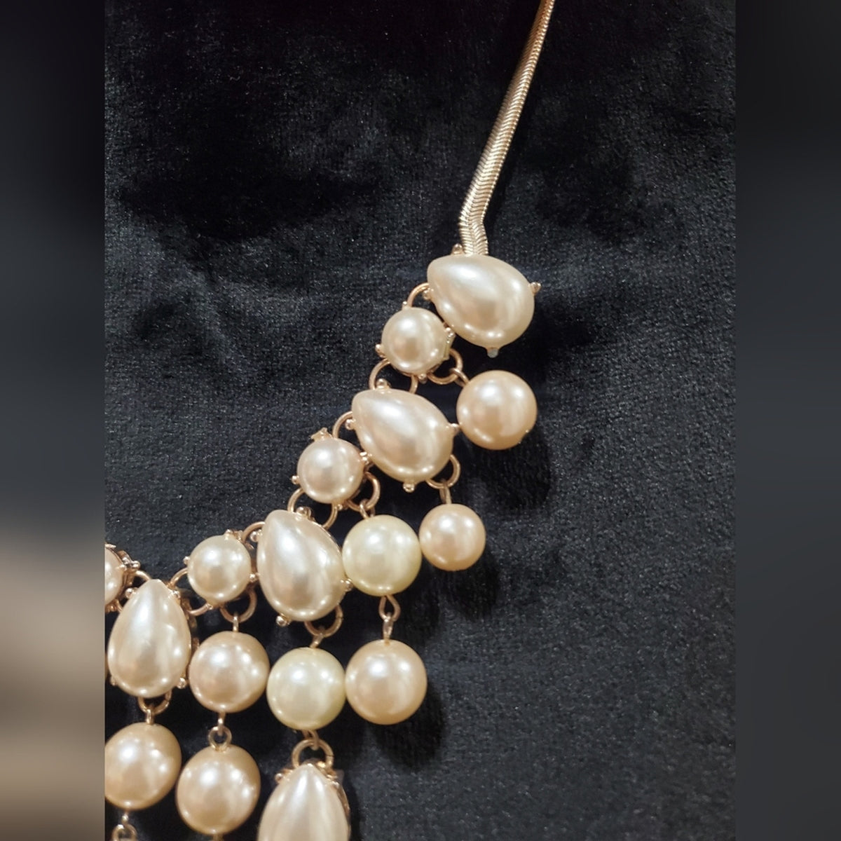 Vintage Gold Tone and White Stone Statement Necklace