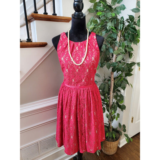 Aidan Mattox Women's Red Floral Sleeveless Round Neck Knee Length Dress Size 12