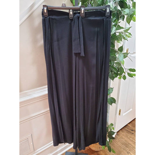 Kona Sol Women's Black Polyester Mid Rise Pull On Wide Leg Trouser Pant Size 2X