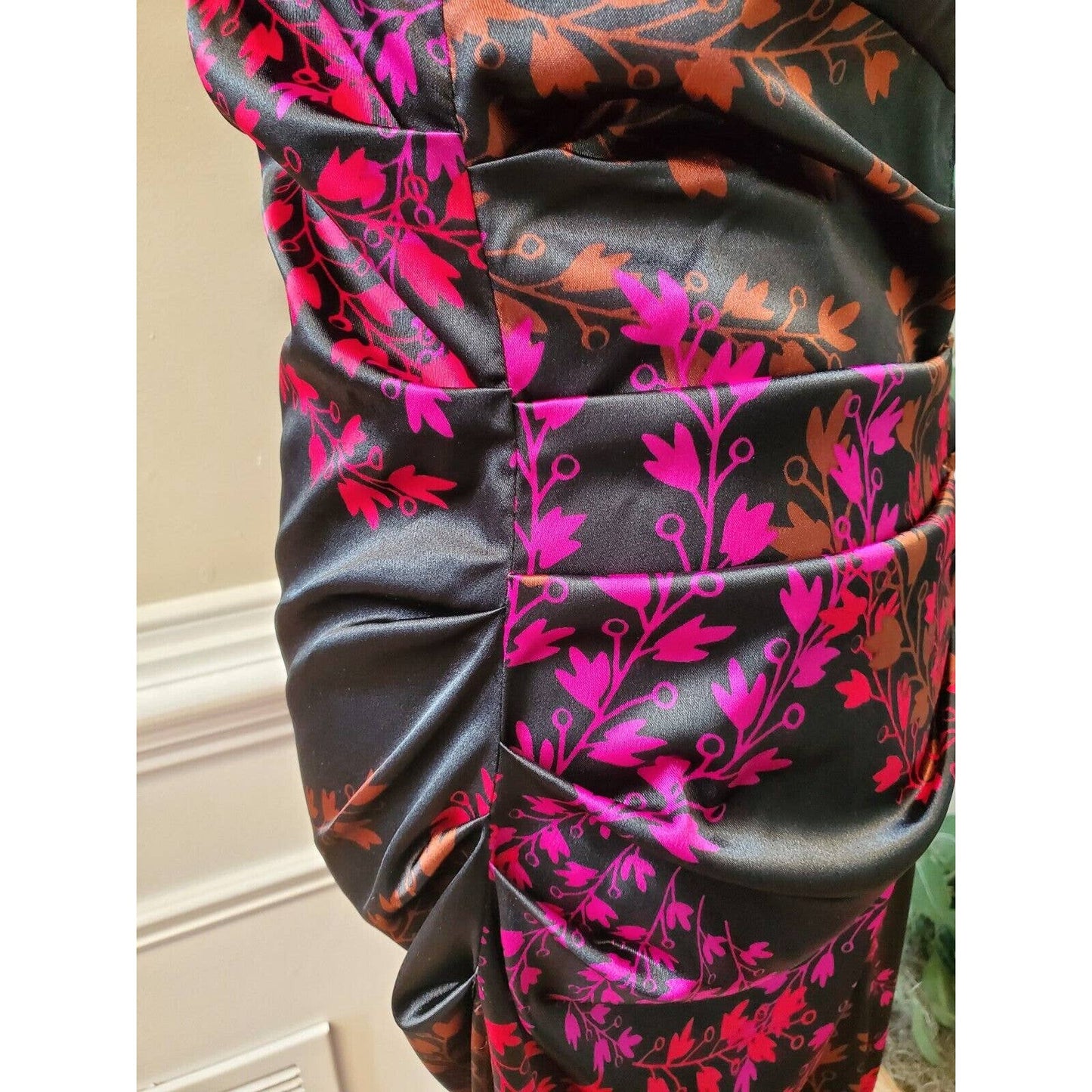 London Style Women Floral Polyester Square Neck Sleeveless Knee Length Dress 12