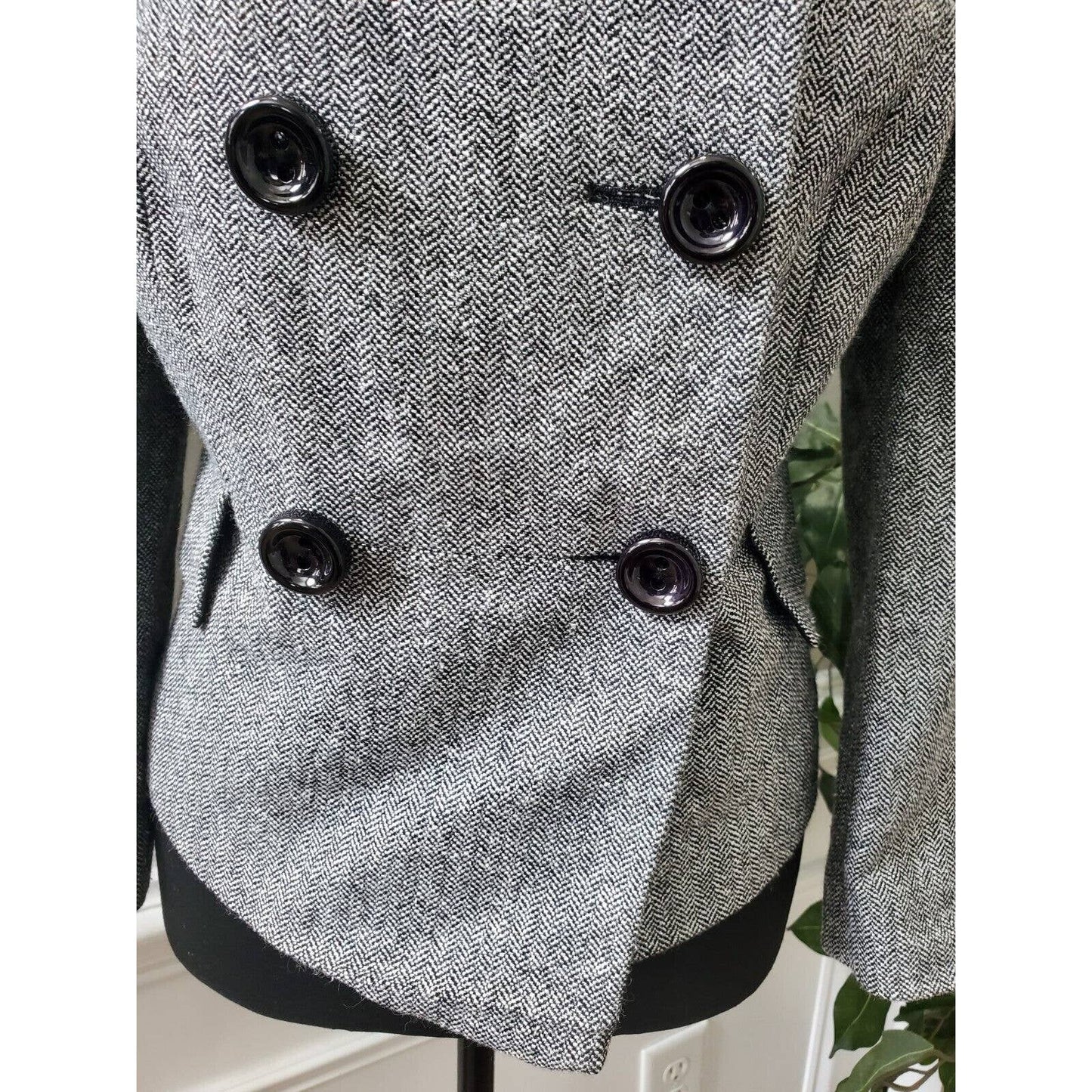 Conspicous Women's Gray Wool Long Sleeve Double Breasted Casual Fitted Blazer 8