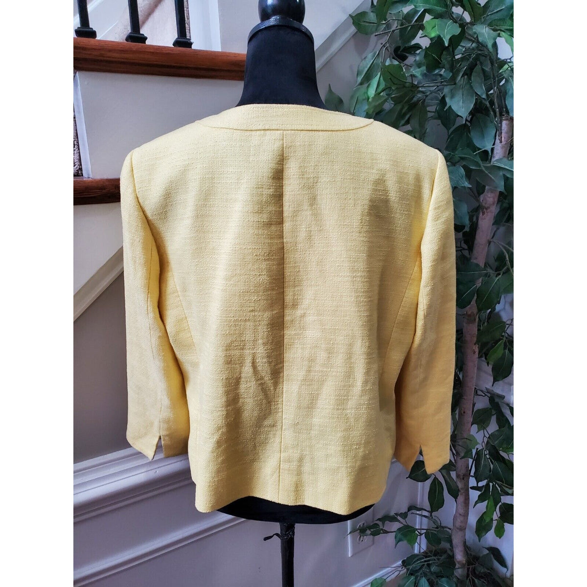 Talbots Women's Yellow Cotton Long Sleeve Casual Button Front Jacket Blazer 14P