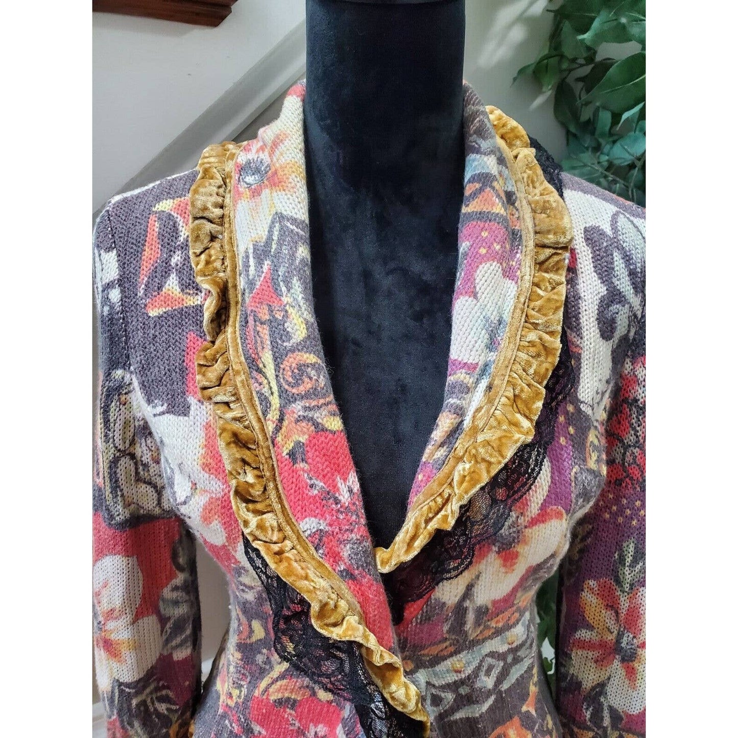 Alberto Makali Women's Floral Polyester Long Sleeve Casual Jacket Blazer Size M