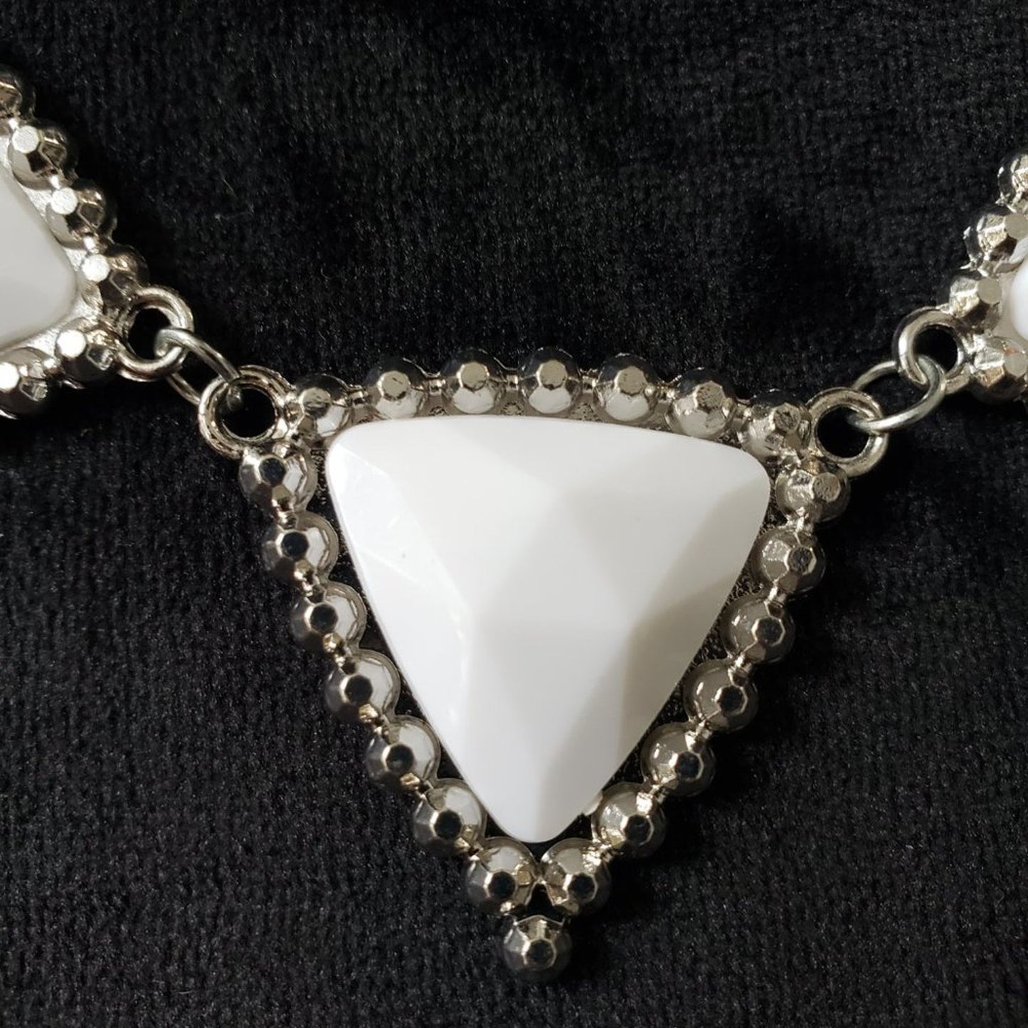Womens Mother of Pearl Gemstone Triangle Pendant Necklace