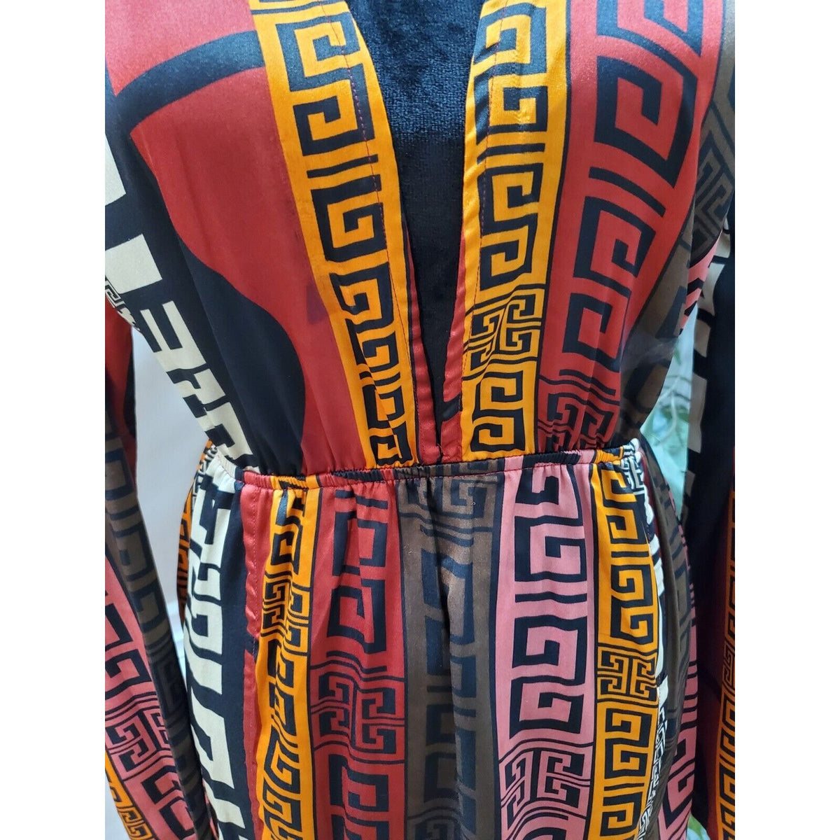 Pretty Little Thing Chocolate Brown Aztec Print Plunge Split Detail Top Dress 4