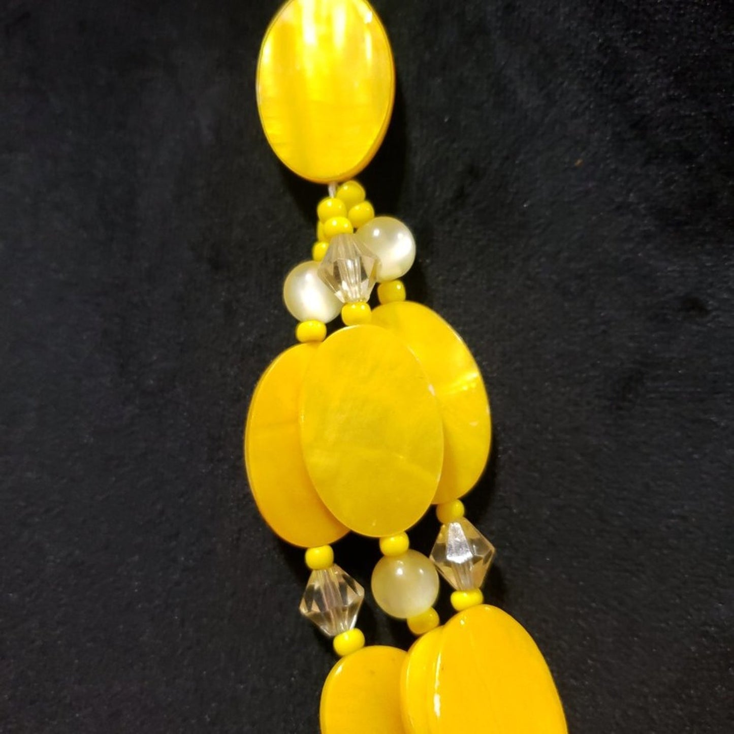 Womens Fashion Yellow Color Rhinestone Beaded Collar Necklace with Lobster Clasp