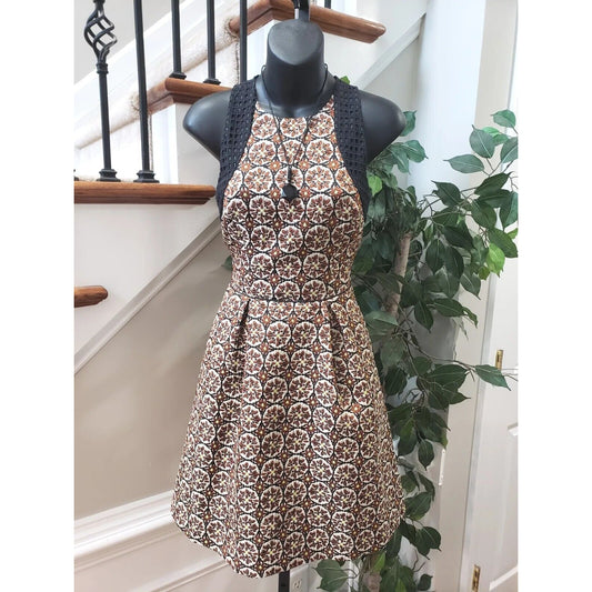 H&M Women Multicolor Floral Cotton Sleeveless Back Zip Knee Length Dress Size 2