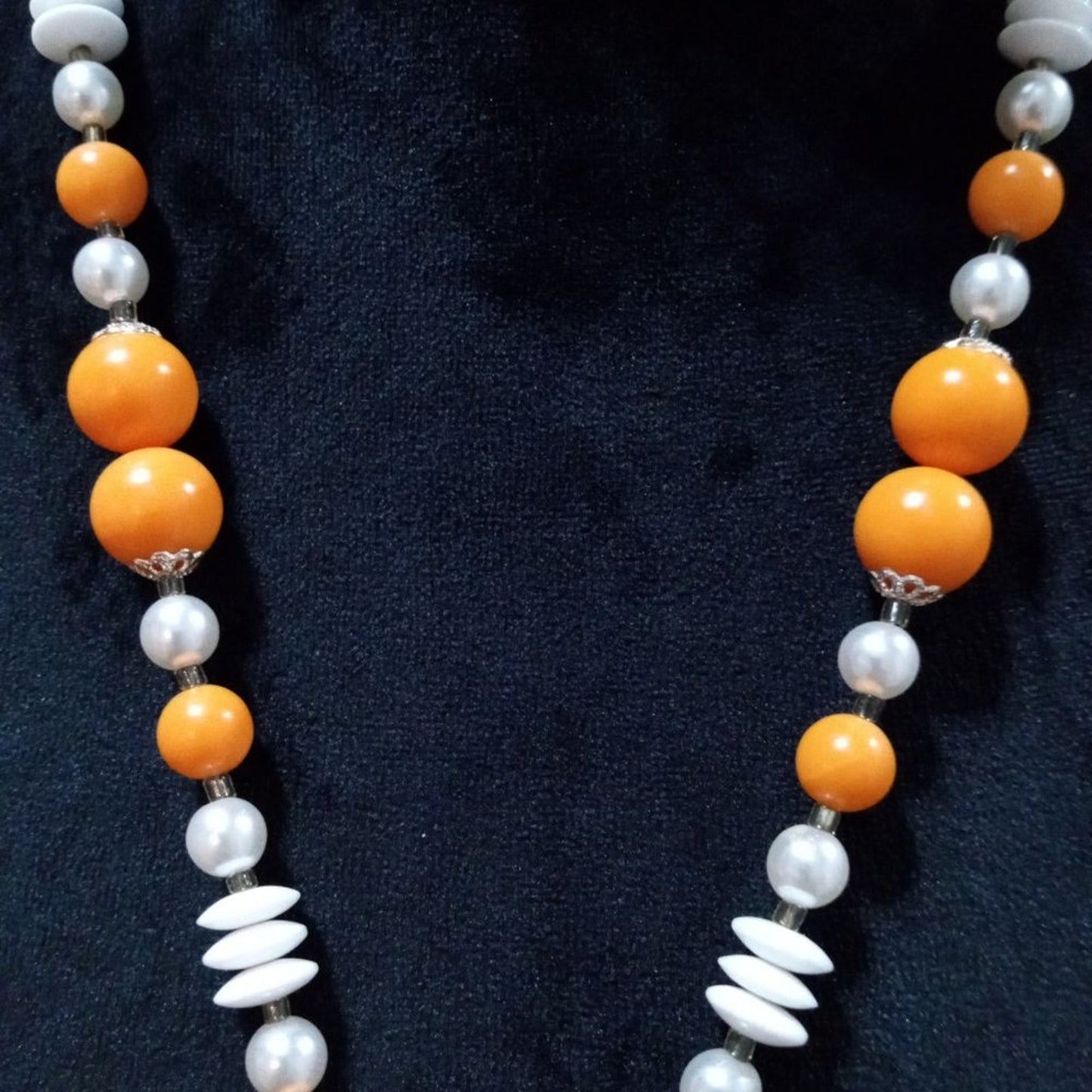 Womens Fashion White & Yellow Freshwater Pearl Beaded Fringe Collar Necklace