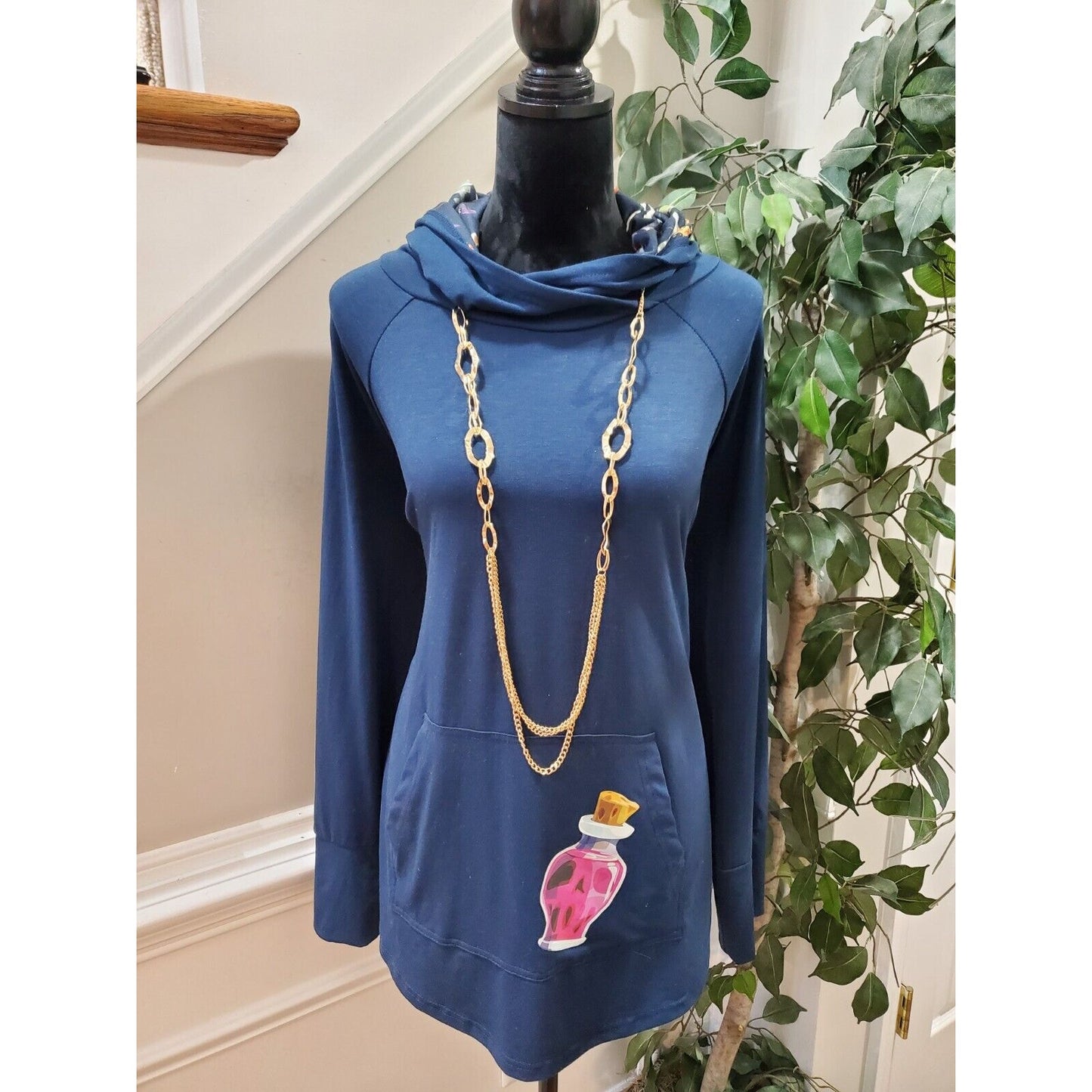 Lularoe Potion Blue Solid Polyester Long Sleeve Casual Hoodie Jacket Size XL