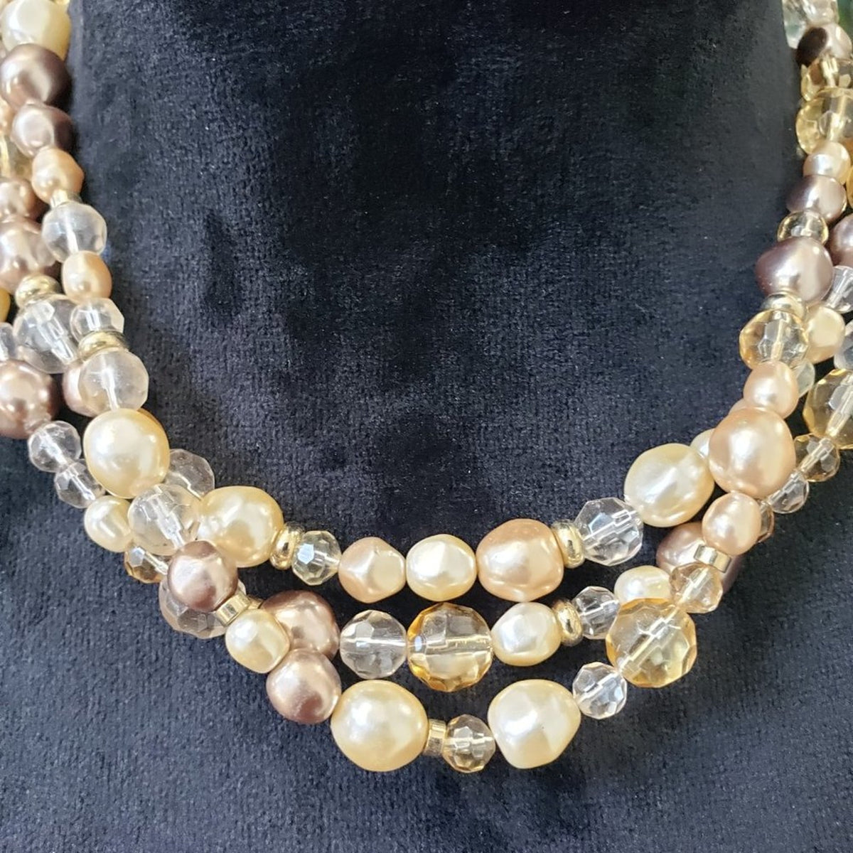 Womens Fashions Multicolor Faux Glass Beaded Collar Necklace with Lobster Clasp