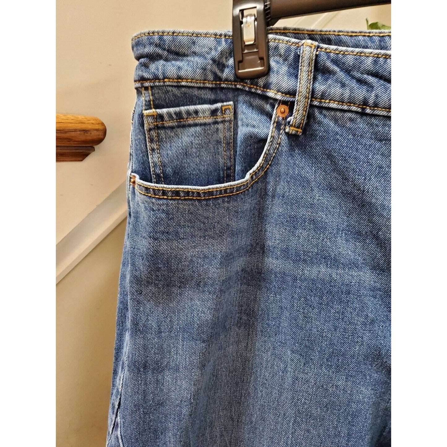 Old Navy Women's Blue Denim Cotton High Rise Wide Leg Zipper Jeans Pant Size 20