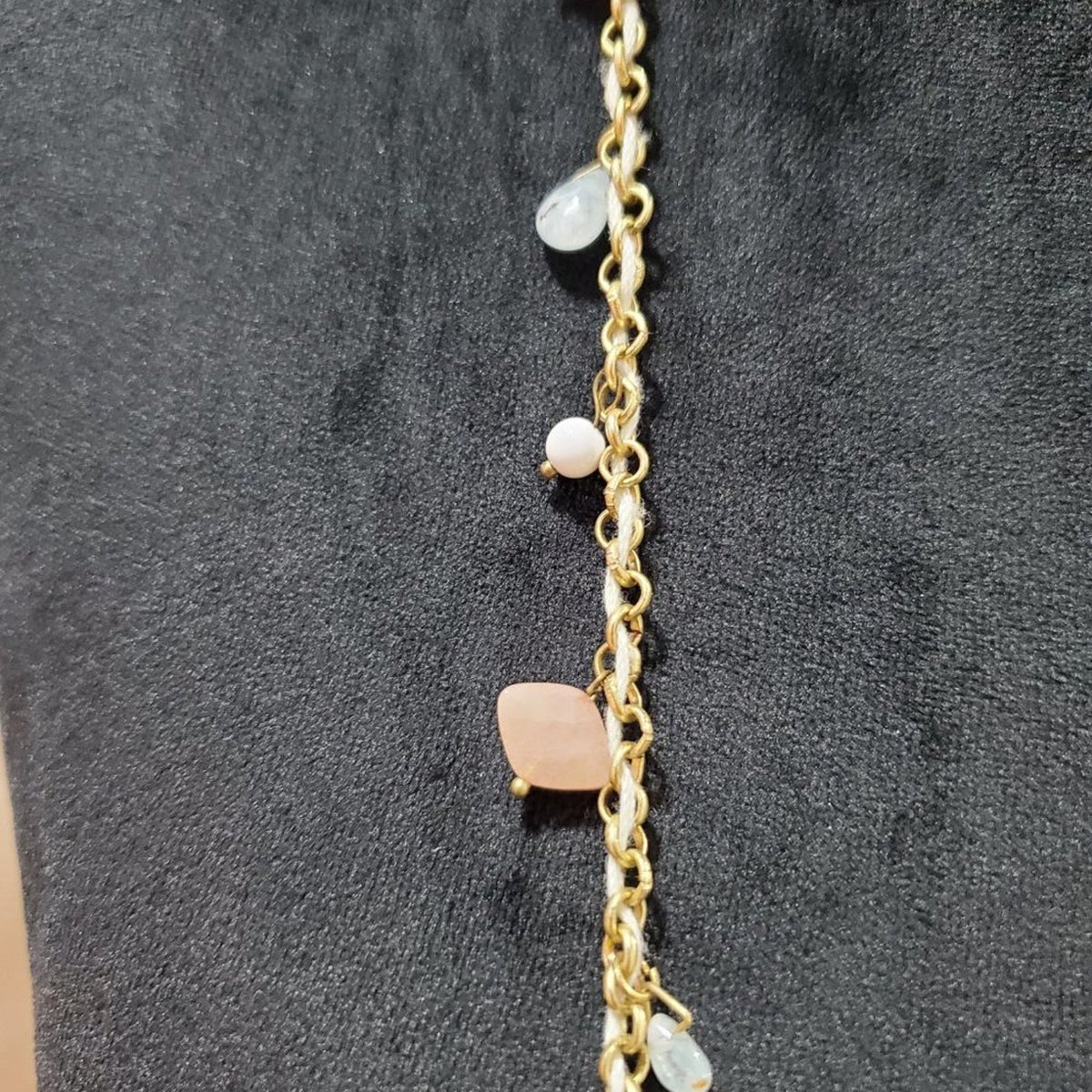 Womens White & Pink Stunning Pearl Gold Plated Earring Chain Necklace