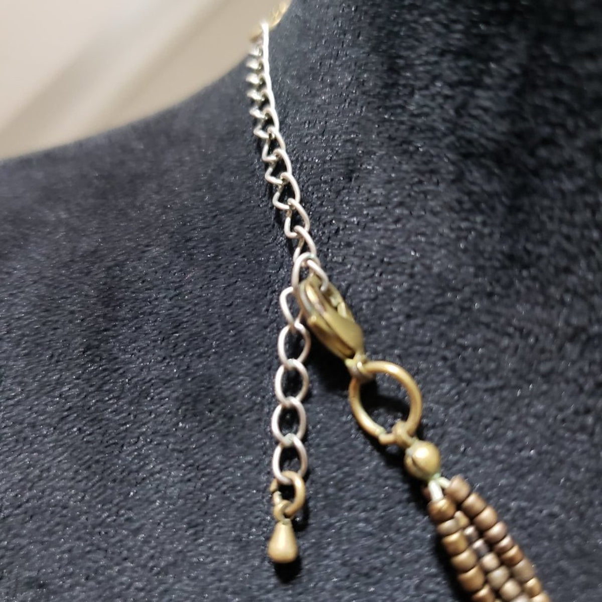 Womens Fashion Triple Strand Beaded Charm Collar Necklace with Lobster Clasp