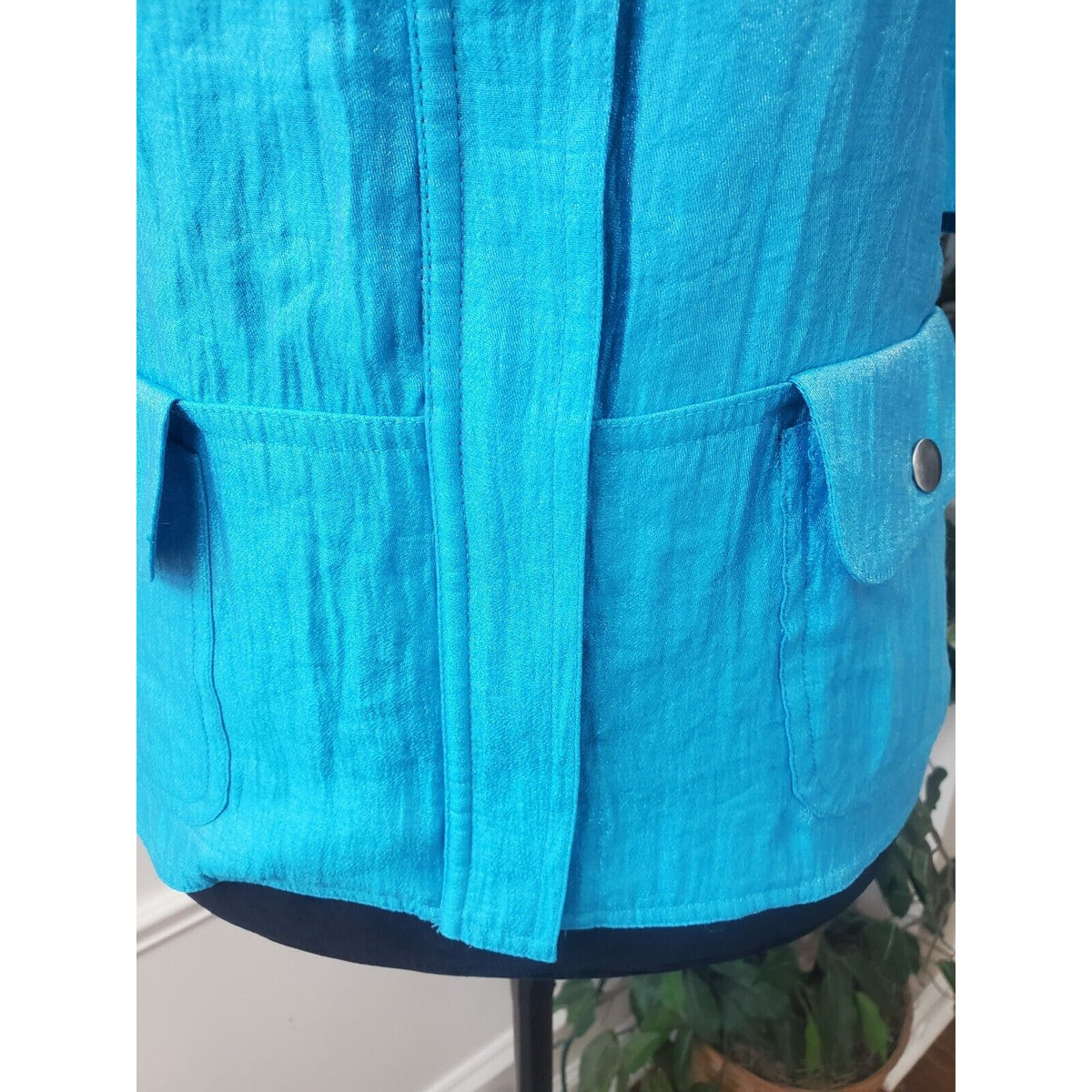 Ruby Rd. Women's Blue Solid Rayon 3/4 Sleeve Full Zipper Blazer Jacket Size 10