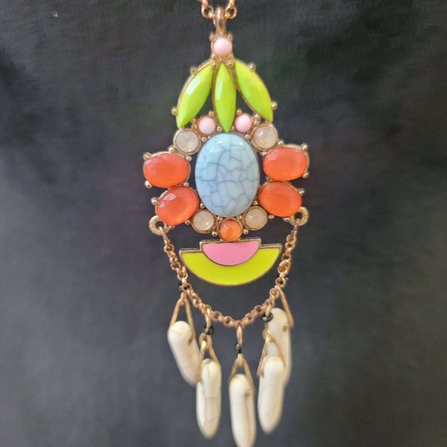 Women's Colorful Shiny Gold Color Long Plant Necklace