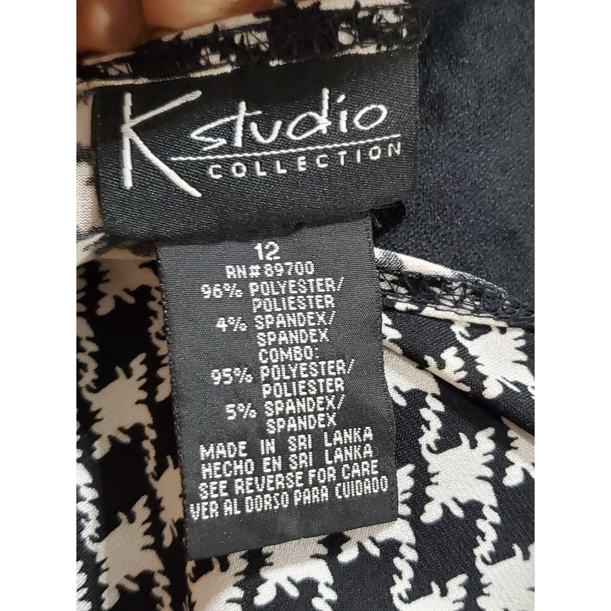 K Studio Black White Houndstooth Top Round Neck Sleeveless Knee Length Dress 12