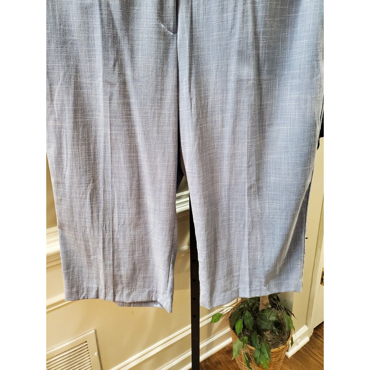 Worthington Womens Blue Solid Nylon High Waist Wide Leg Crop Pants Size 22W