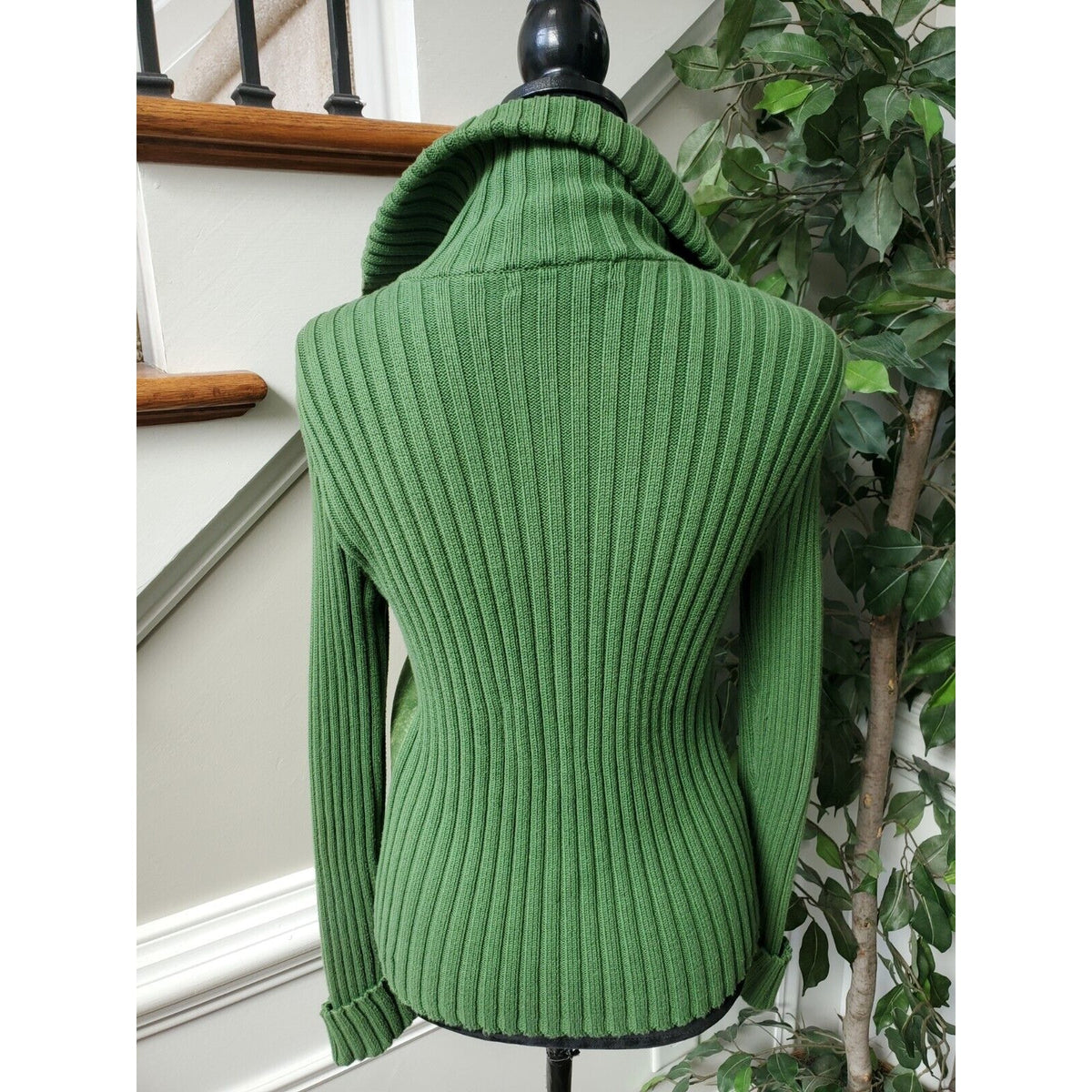 INC International Concepts Womens Green Cotton Casual Front Jacket Size Medium