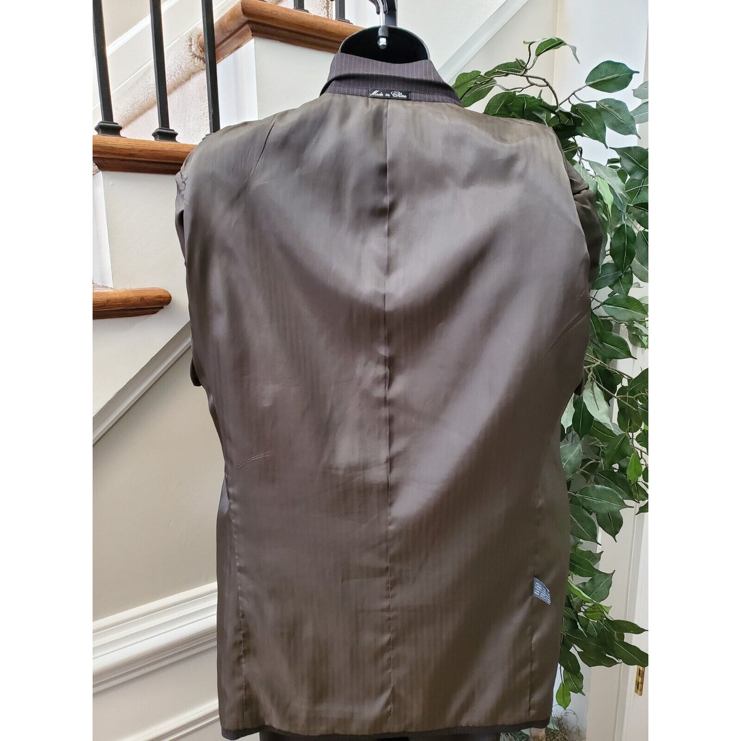 Lineage Men's Brown Lined Wool Single Breasted Blazer & Pant 2 Piece Suit 44X31