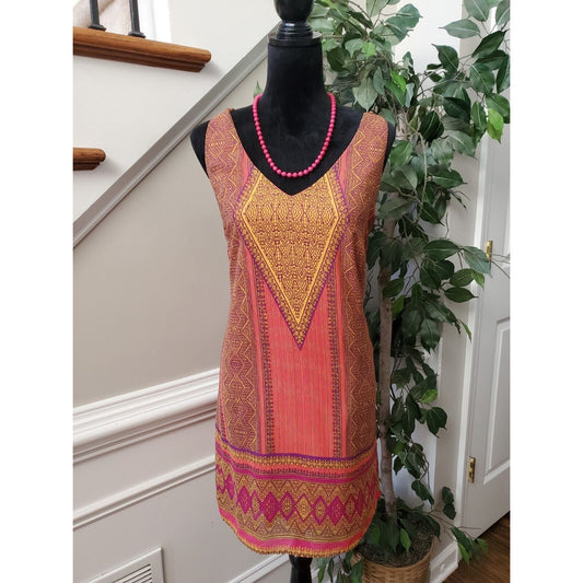 City Triangles Womens Multicolor 100% Polyester V Neck Knee Length Dress Size 4