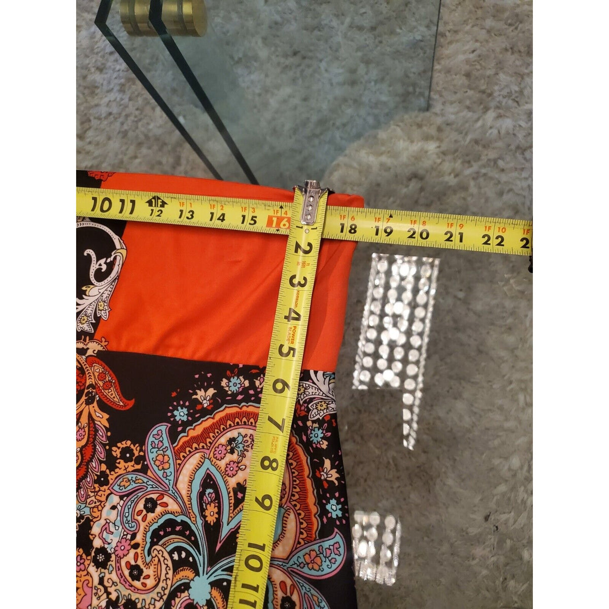 Soho Apparel Women's Black & Orange Paisley Polyester Long Skirt Size X-Large