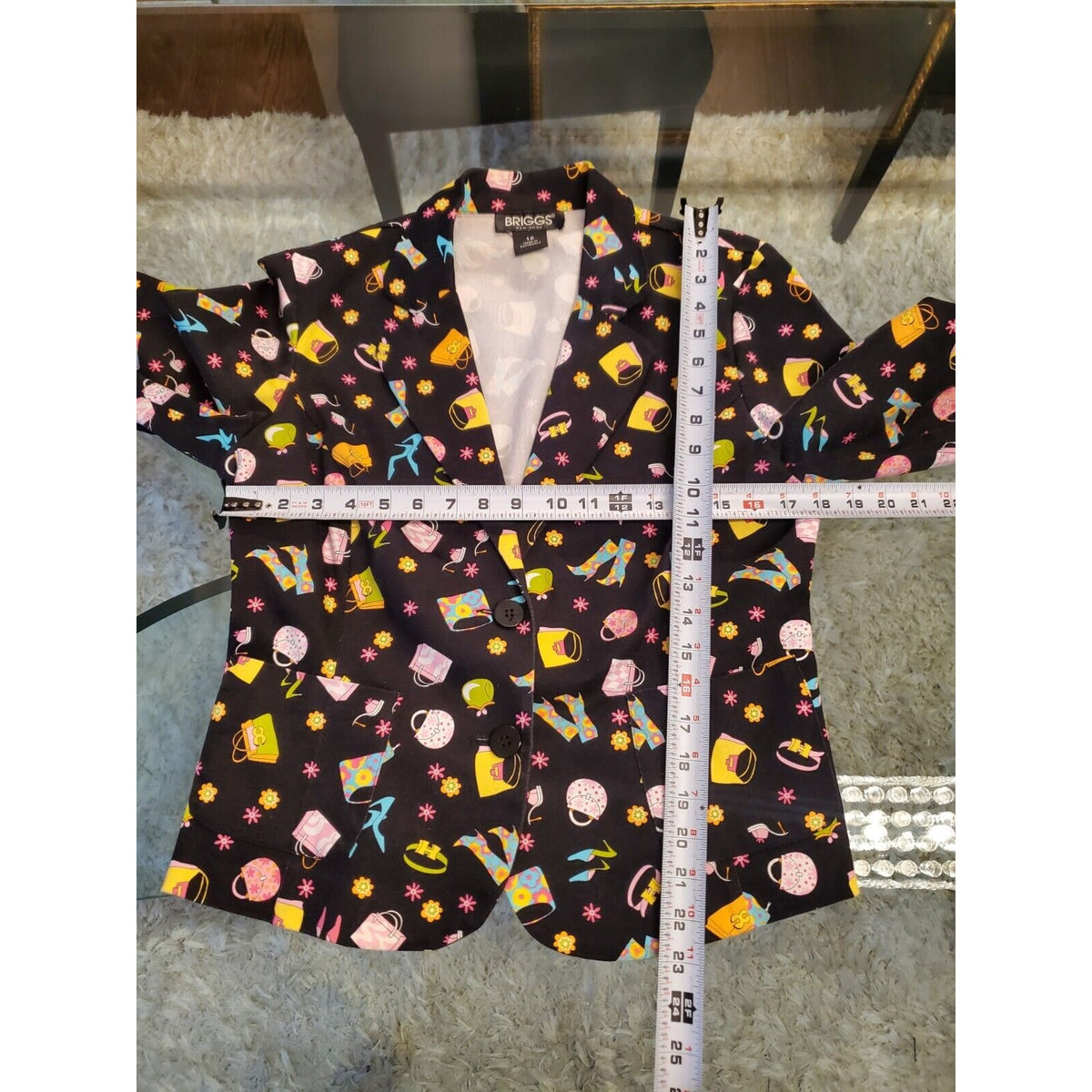 Briggs New York Womens Multicolor Single Breasted 2 Button Blazer Jacket Size 12