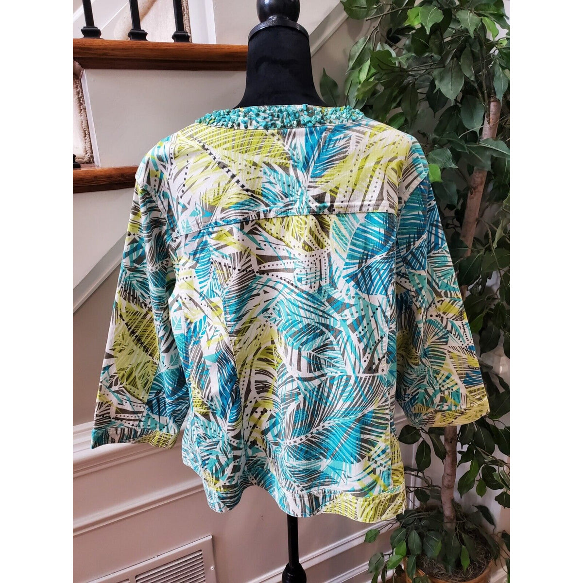 Ruby Rd. Women Multicolor Cotton Long Sleeve Button Front Jacket Blazer Size 22W