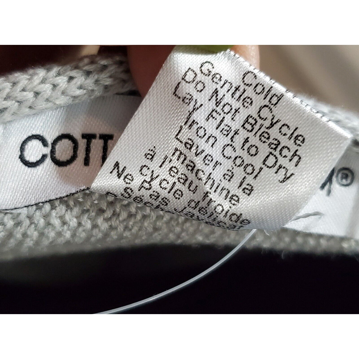 Cotton Emporium Knot Back Sweater Gray Knit Womens V Neck Size Small