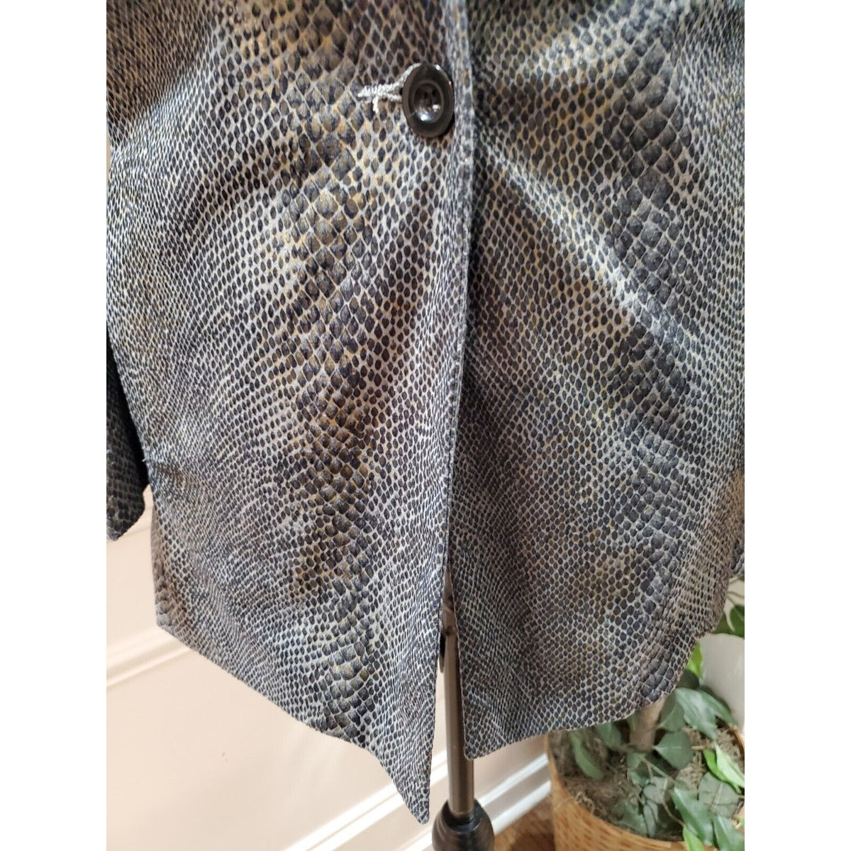 Cigliano Women Gray Polyester Single Breasted Long Sleeve Jacket Blazer Size 4