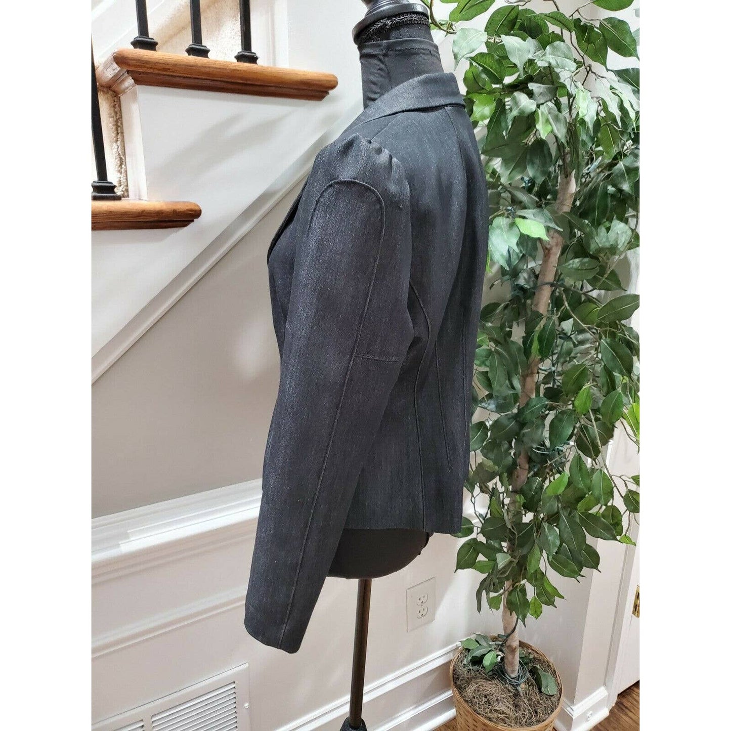 Nine West Women's Gray Polyester & Rayon Long Sleeve Formal Slim Fit Blazer 8P