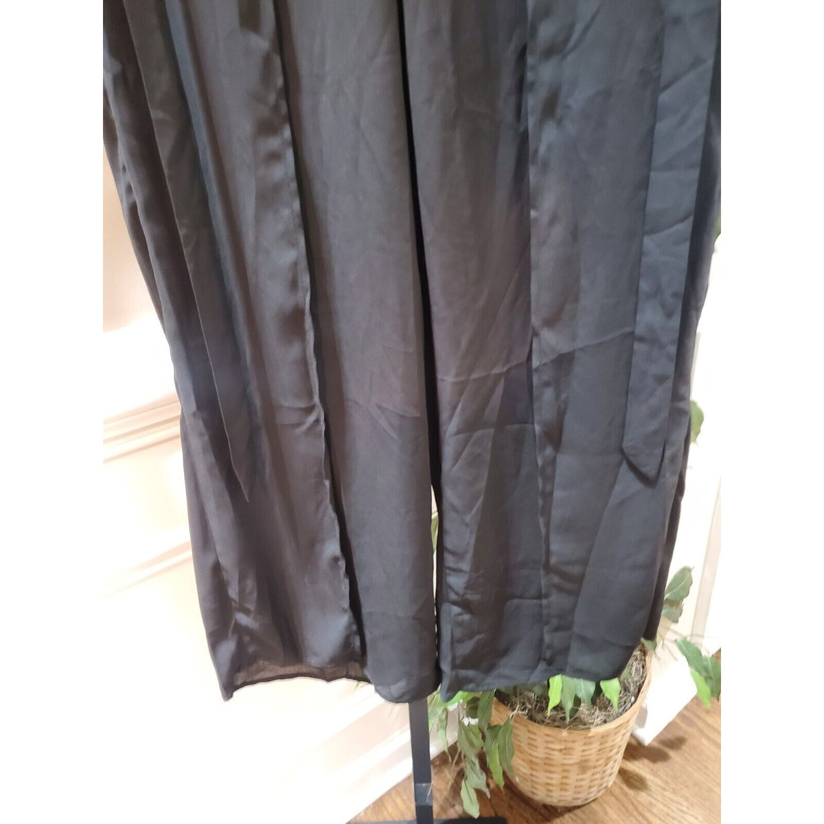 SHELN Womens Black Solid High Rise Drawstring Pleated Casual Trouser Pant Size 6