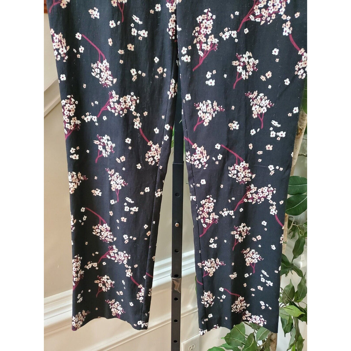 Jules & Leopold Womens Black Floral Rayon Mid Rise Straight Leg Casual Pant M