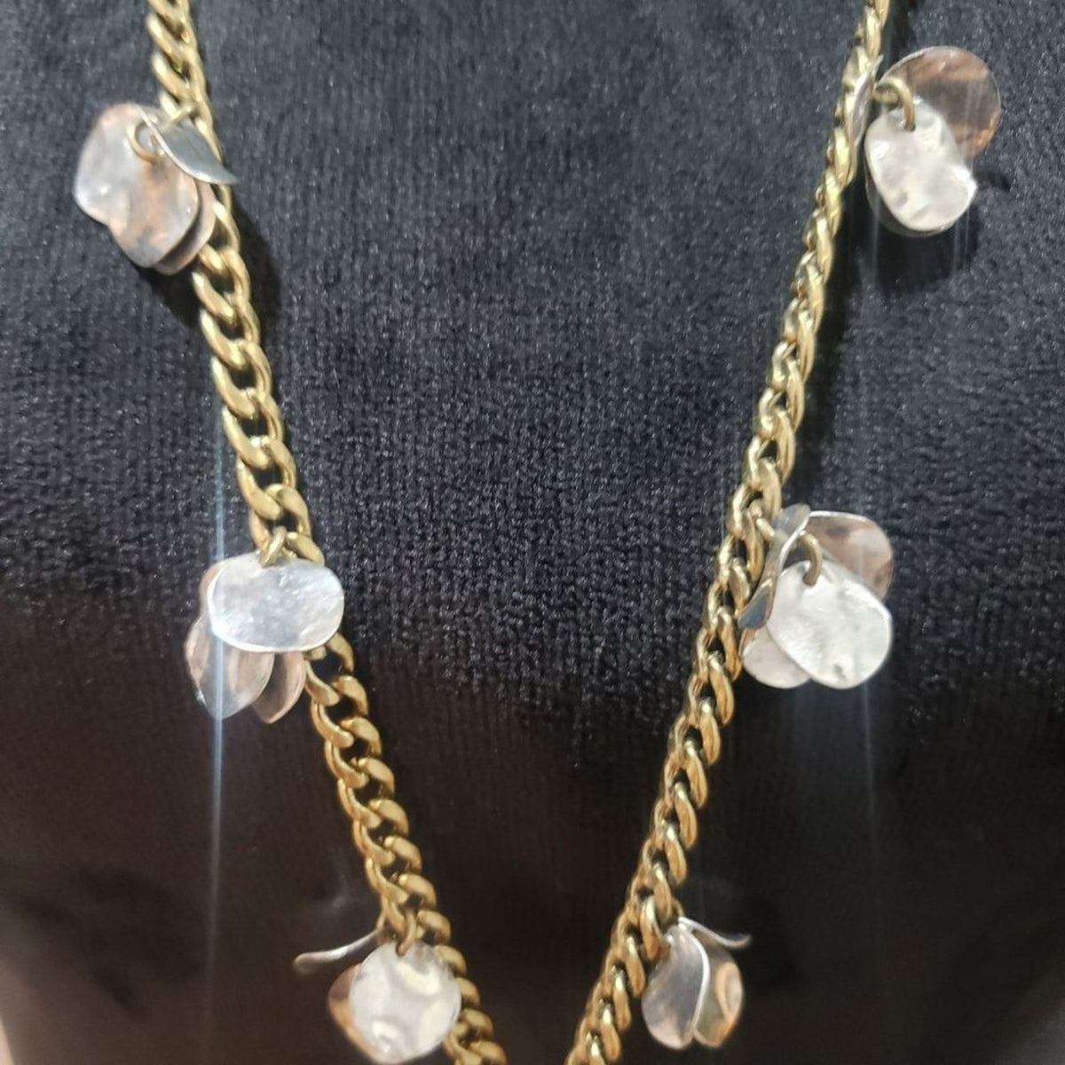 Womens Glass Faux Pearl Beaded Gold Tone Long Chain Charm Pendant Necklace