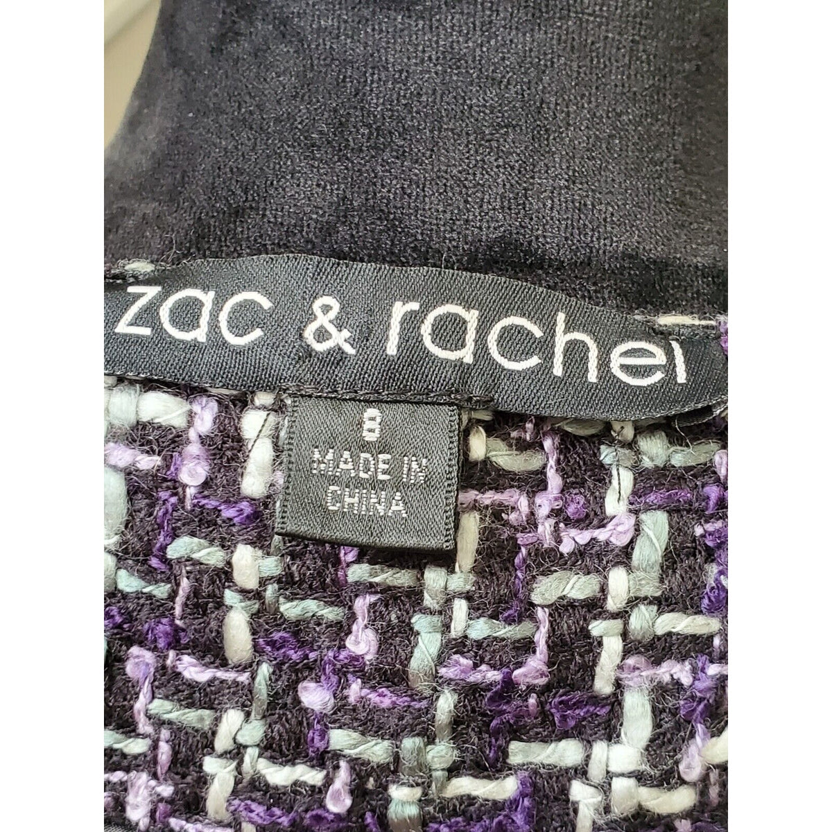Zac & Rachel Women Purple 100% Acrylic Long Sleeve Button Front Jacket Blazer 8