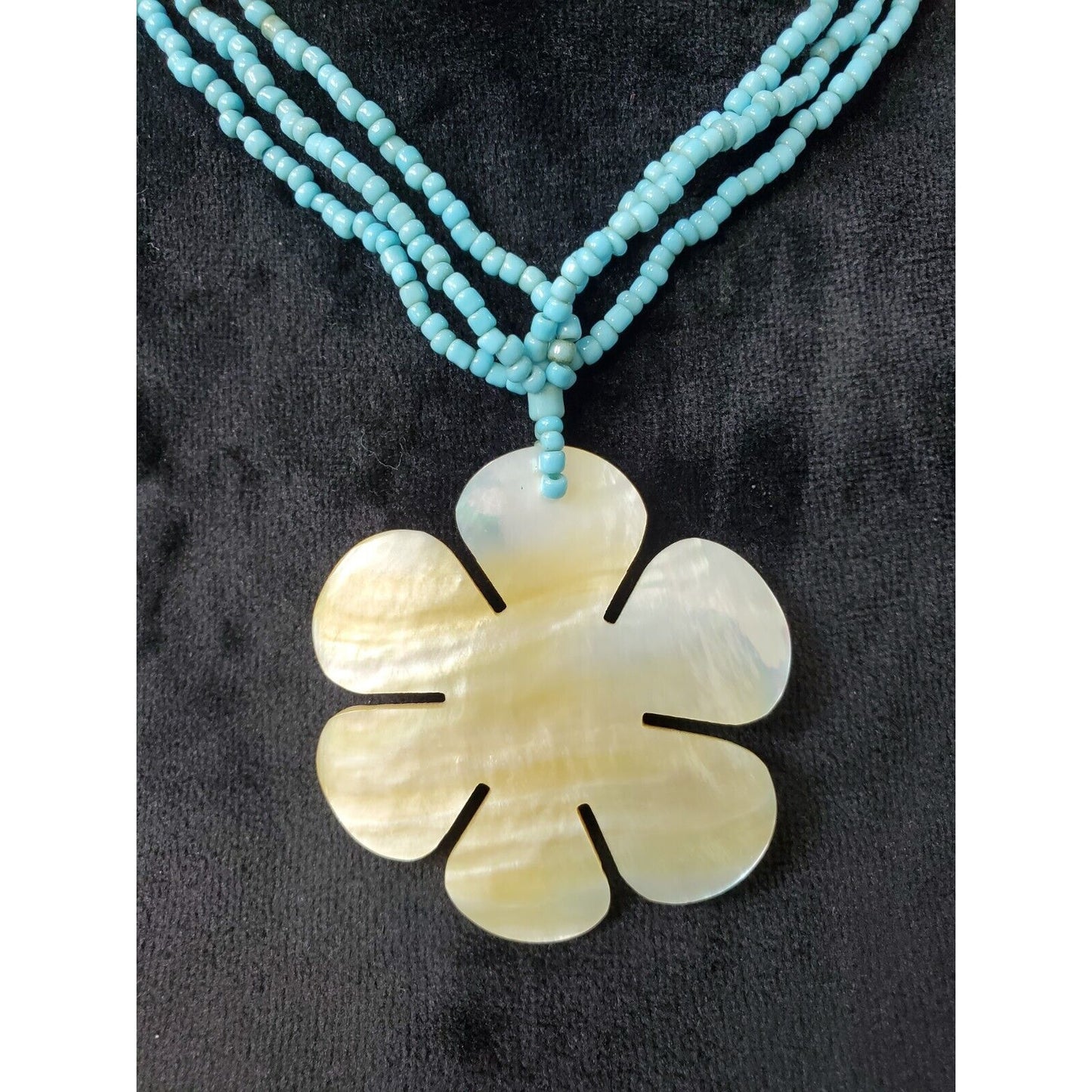 Women's Blue Multilayer Seed Beads Floral Chunky Fashion Jewelry Necklace