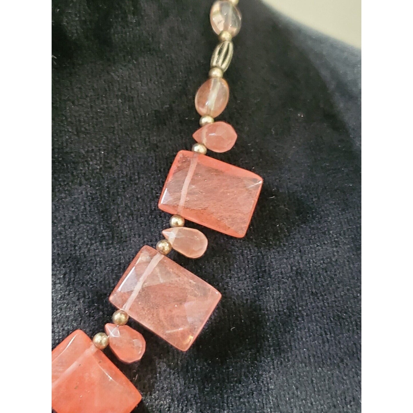 Women's Pink Quartz Rectangle Stylish Necklace