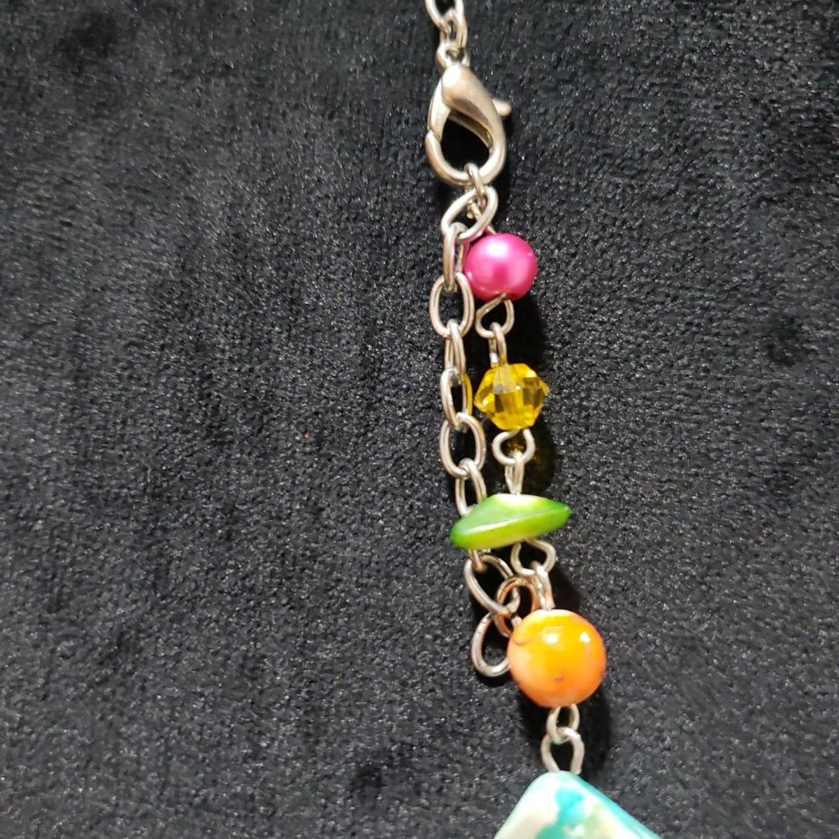 Women's Multicolor Beads & Stones Silver Plated Circle Statement Necklace