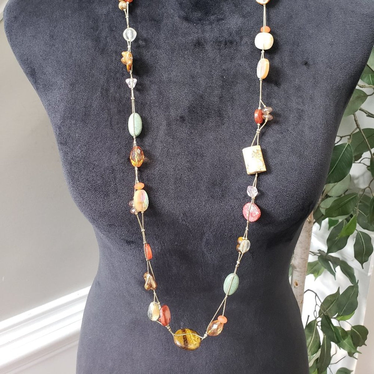 Lia Sophia Women's Fashion Crystals and Gold Tone Beads Long Chain Necklace