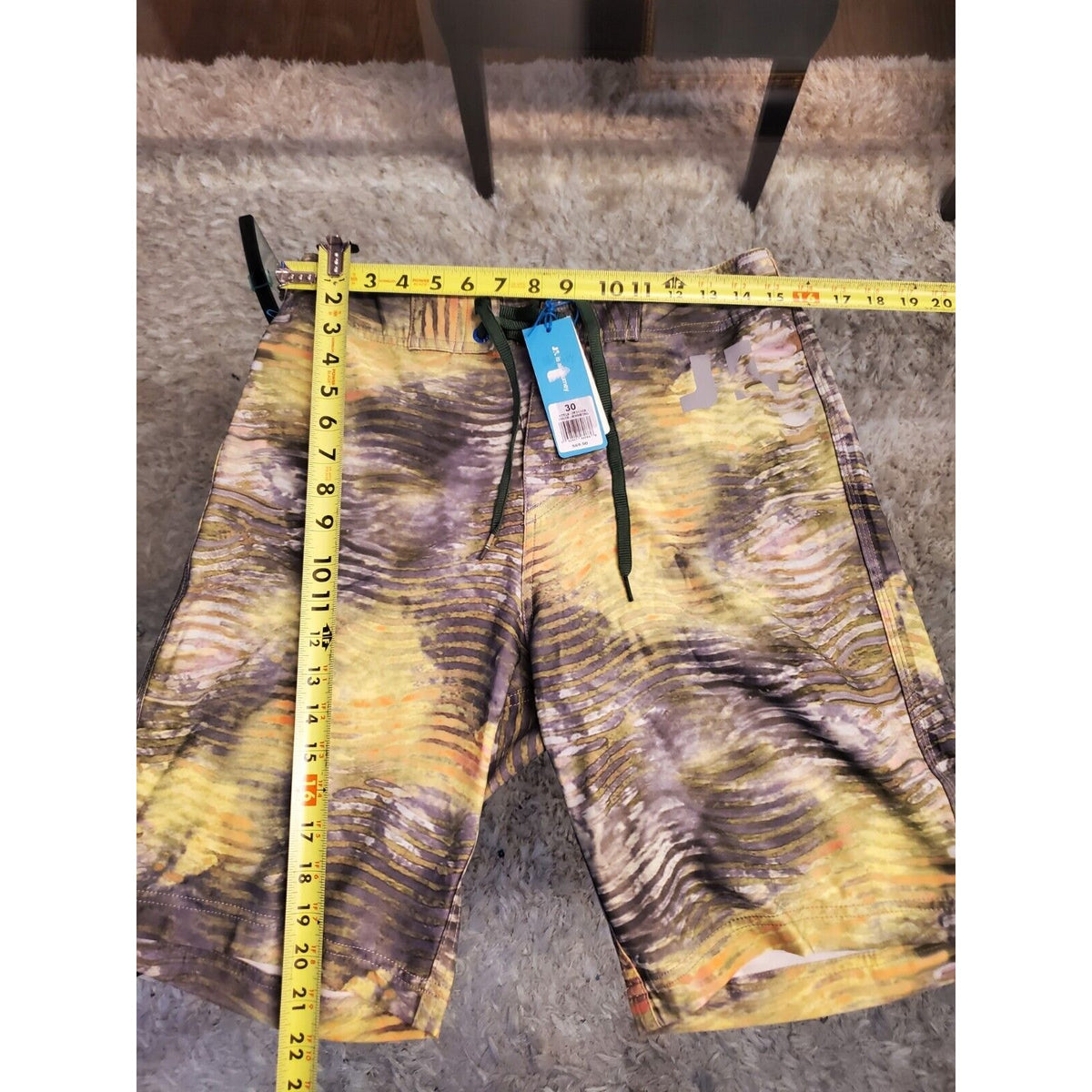 Just Keep Livin Men's Multicolor Polyester Logo Print Pull On Swimwear Shorts 30