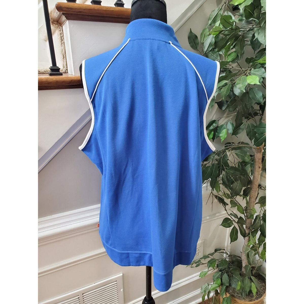 Orvis Womens Blue Polyester Sleeveless Full Zip Front Casual Jacket Vest Size XL