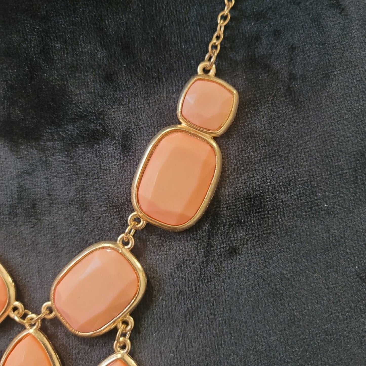 Women's Orange Oval Link Beaded Chunky Statement Jewelry Necklace