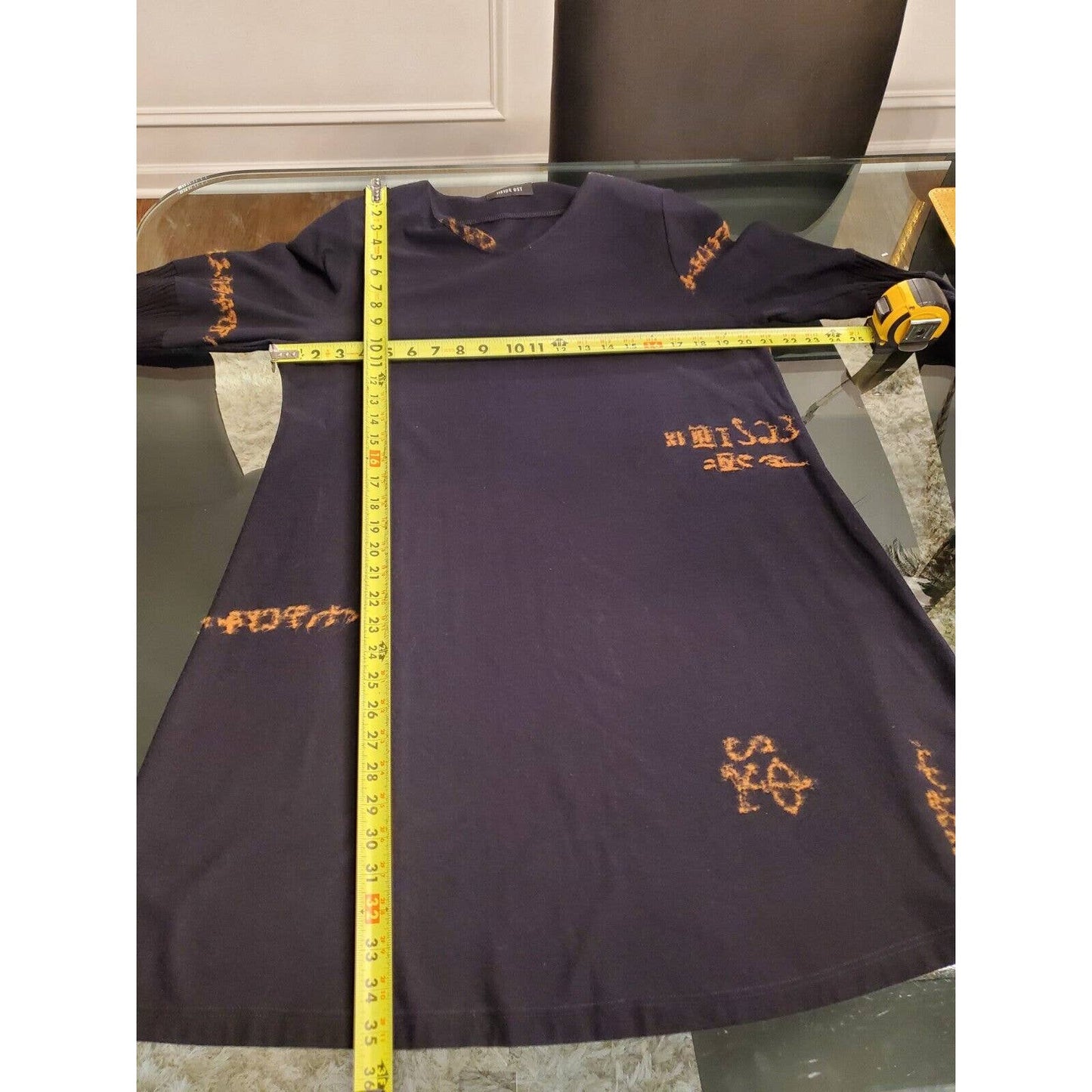 Heide Ost Textured Black Cotton Long Sleeve Blouse & Skirt 2 Pc's Suit Size XL