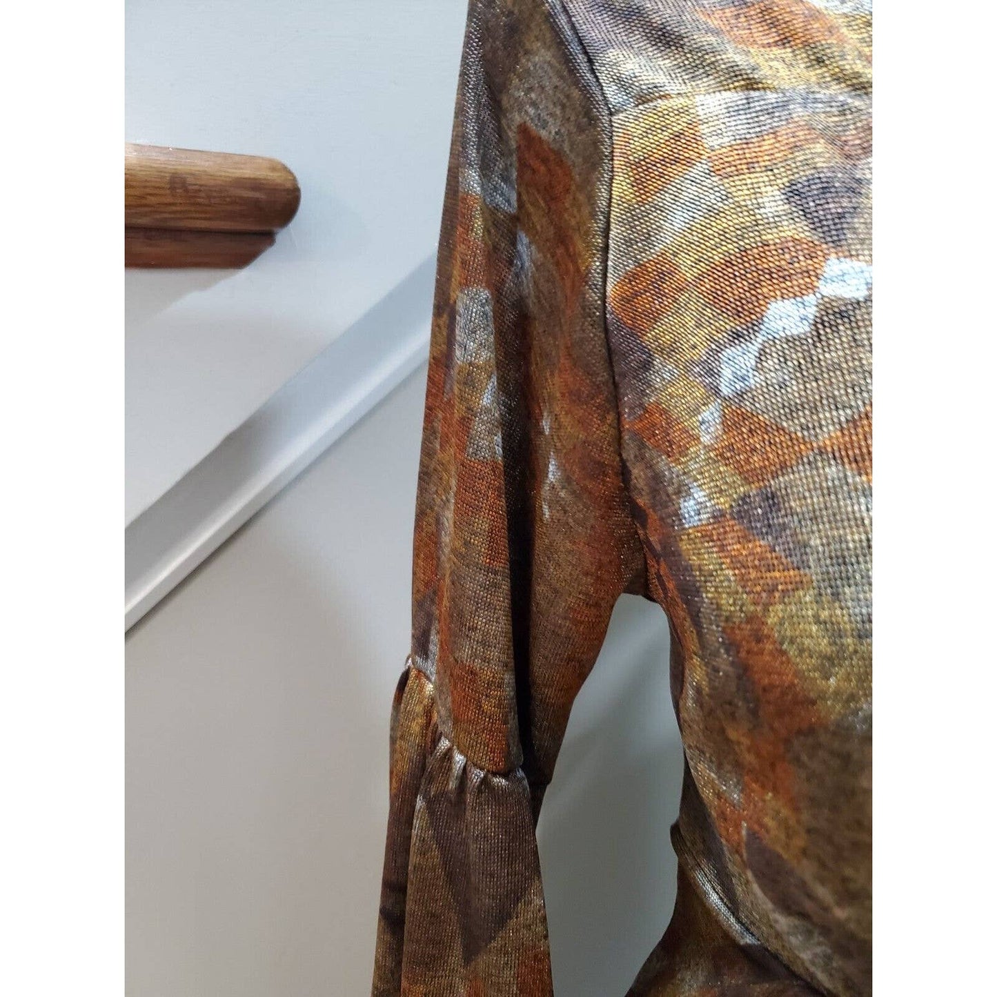 Lapis Women's Brown Polyester V-Neck Long Sleeve Knee Length Dress Size Large