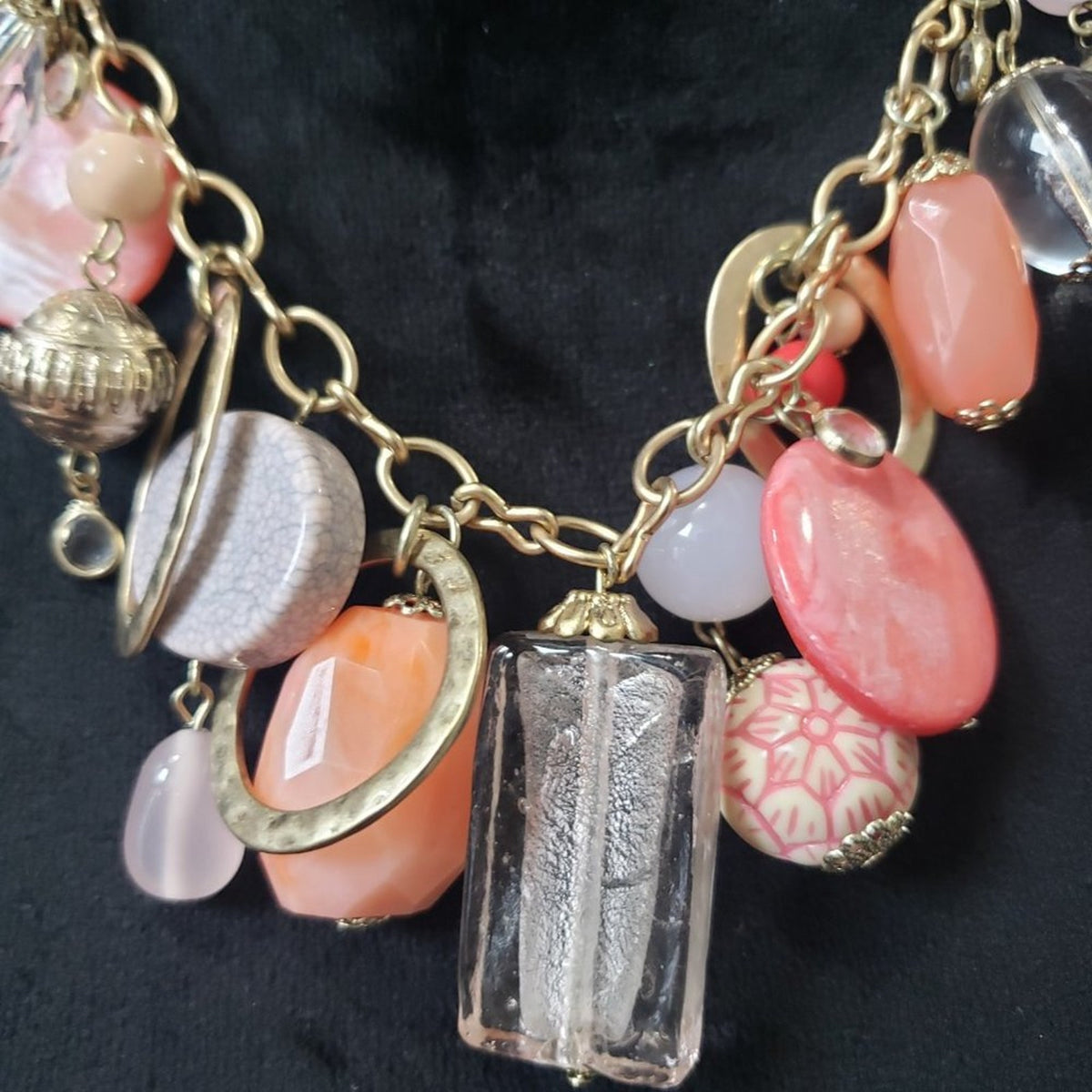 Vintage Women Premier Designs Dreamsicle Charmed Fashion Choker Necklace Lobster