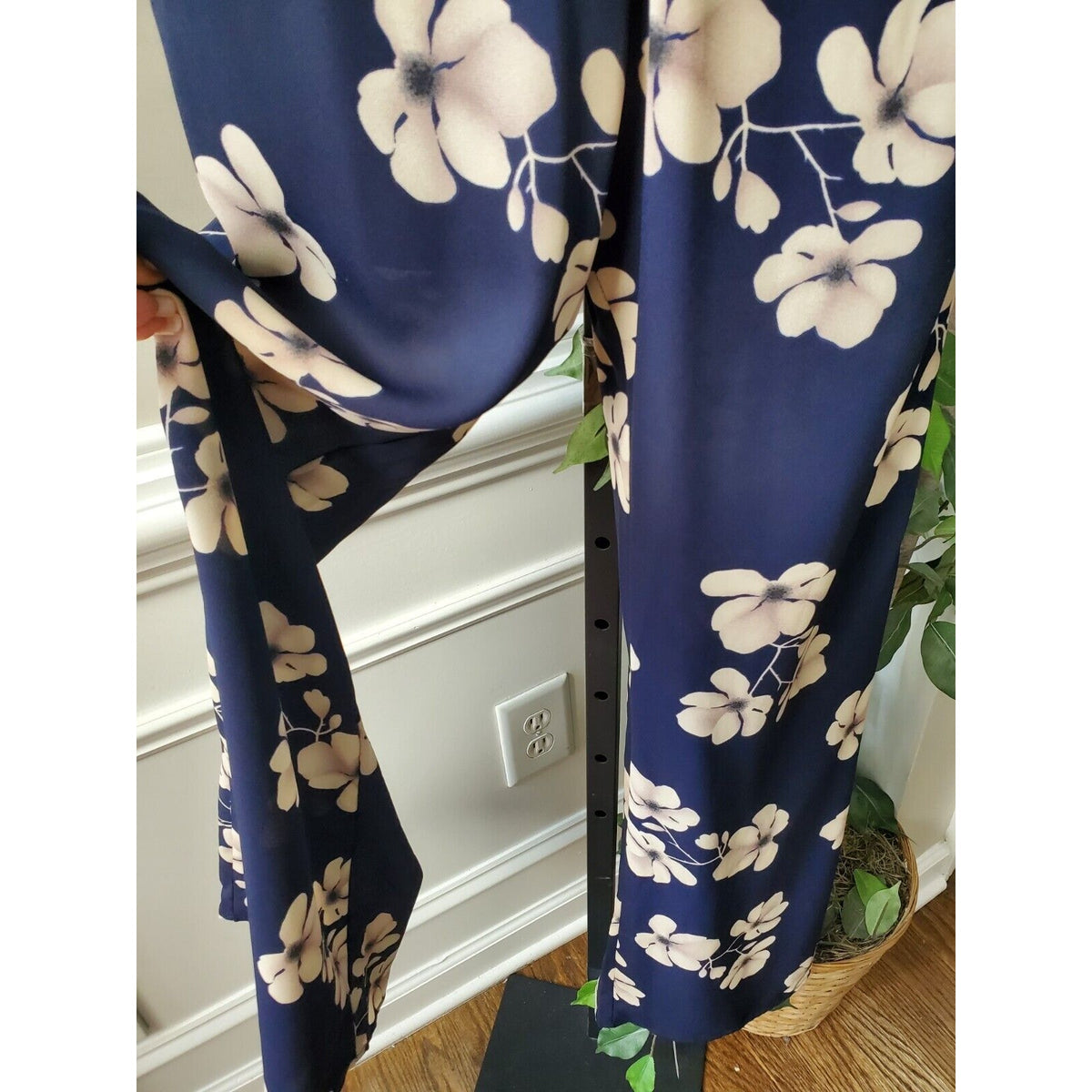 Sienna Sky Women Blue Floral Polyester Sleeveless Halter Neck Casual Jumpsuit S