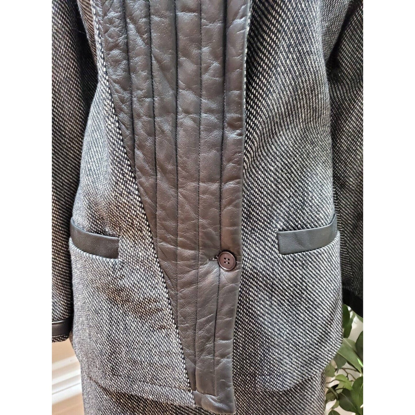 Vintage ONNA Collection Gray Wool Single Breasted Blazer & Skirt 2 Pc's Suit M