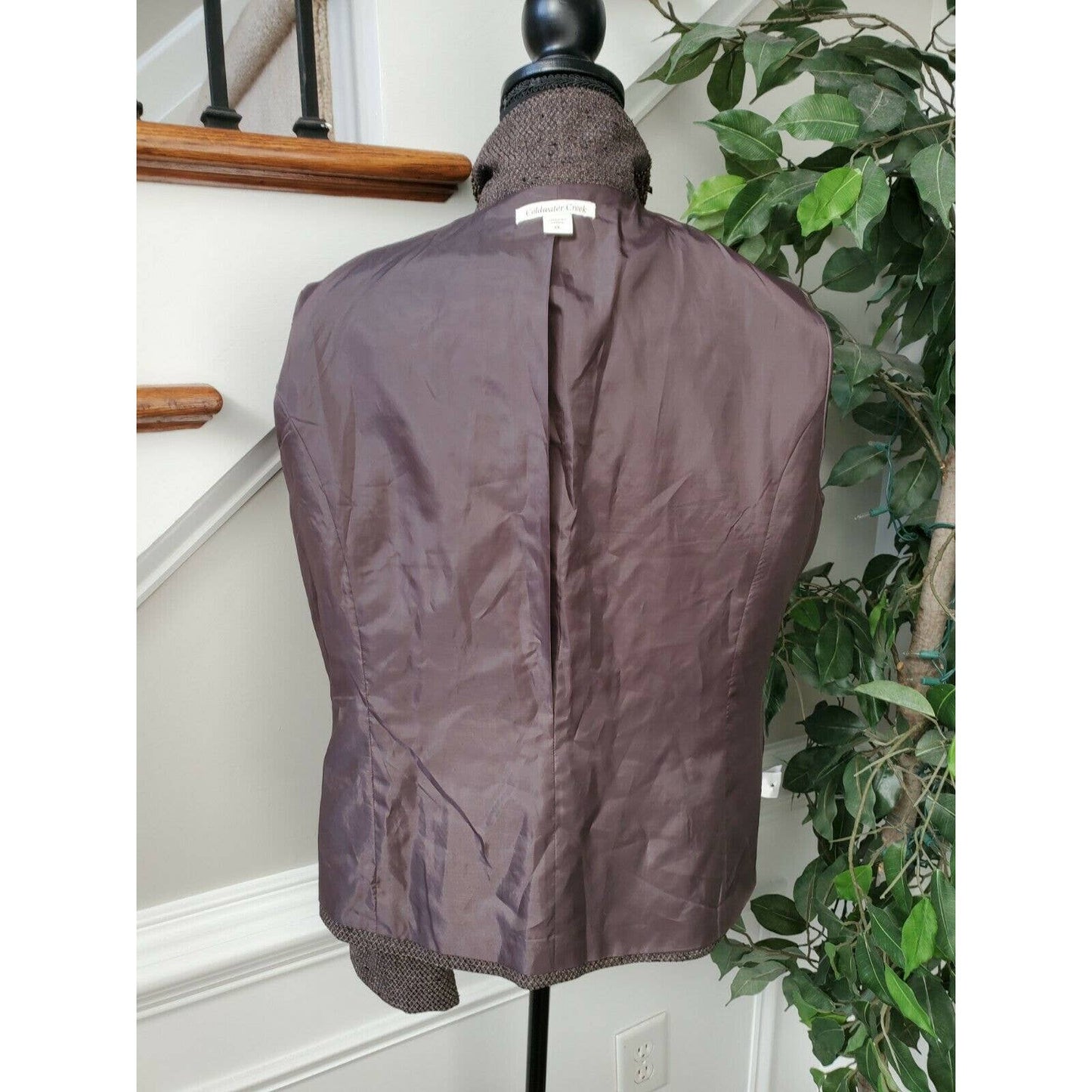 Coldwater Creek Women's Brown100% Polyester Long Sleeve Buttons Casual Blazer