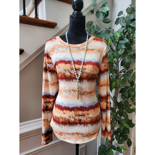 No Boundaries Women's Multicolor Polyester Round Neck Long Sleeve Top Shirt XL