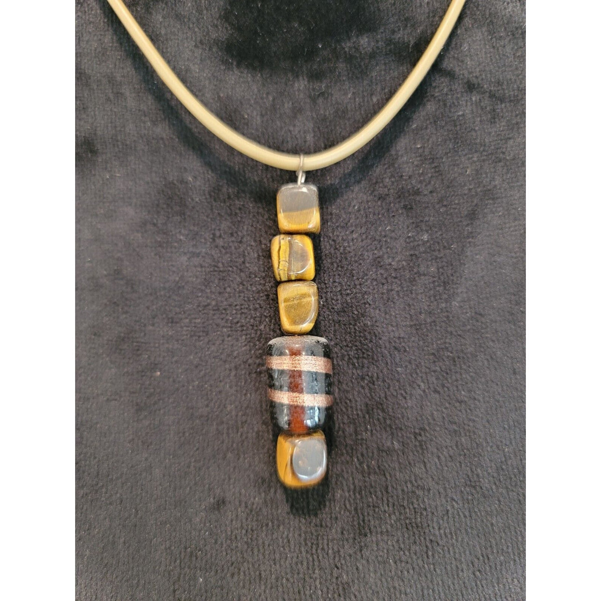 Women Fashions Multi Cylindric Glass Beads Collar Pendant Necklace Lobster Clasp